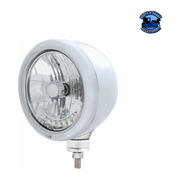 CHROME CLASSIC HEADLIGHT H4 BULB WITH 6 AMBER LED (Choose Color) HEADLIGHT Stainless,Chrome Light Gray