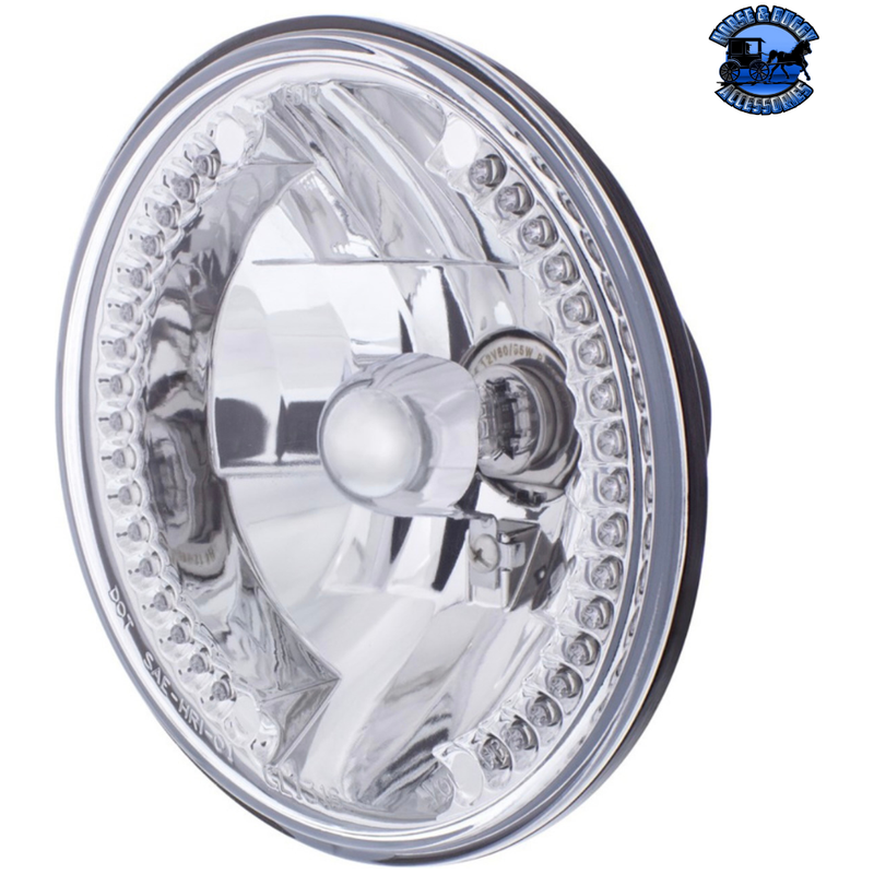 ULTRALIT - 7" CRYSTAL HEADLIGHT WITH 34 LED POSITION LIGHT (Choose Color) HEADLIGHT Amber,White Light Gray