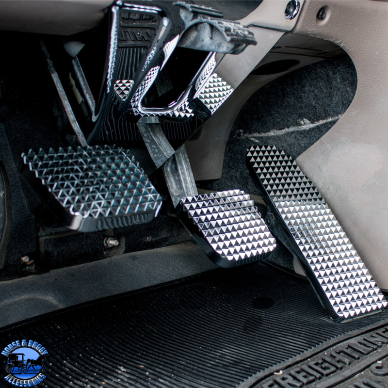 Chrome Billet Aluminum Diamond Pedal Set For 2008-2017 Freightliner Cascadia/Coronado/M3 #70361 FOOT PEDALS Black