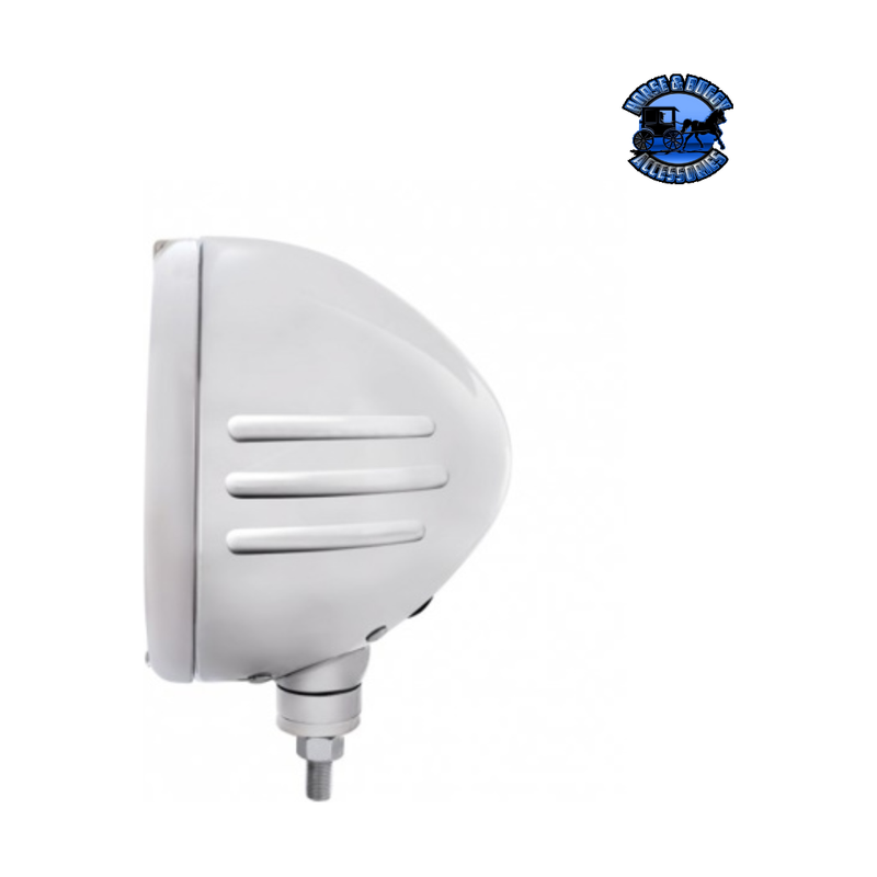 STAINLESS STEEL CLASSIC EMBOSSED STRIPE HEADLIGHT 6014 & DUAL MODE LED SIGNAL (Choose Color) universal headlight Amber,Clear Light Gray