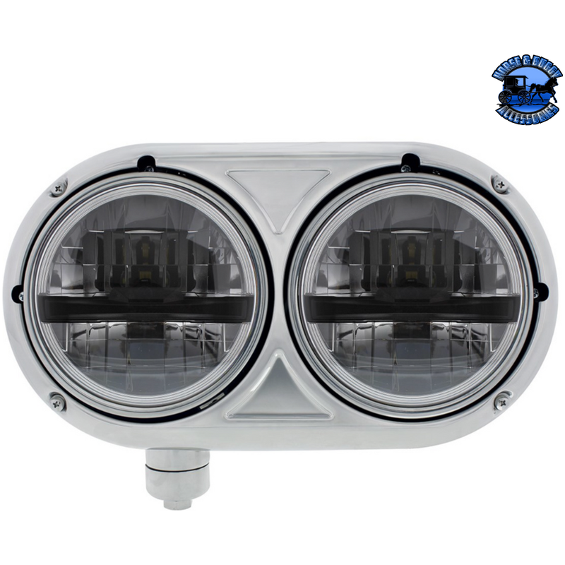 HEADLIGHT ASSEMBLY WITH 304 SS HOUSING & LED HEADLIGHTS FOR PETERBILT 359 (Choose Color) (Choose Side) HEADLIGHT Black / Driver's Side Dark Slate Gray