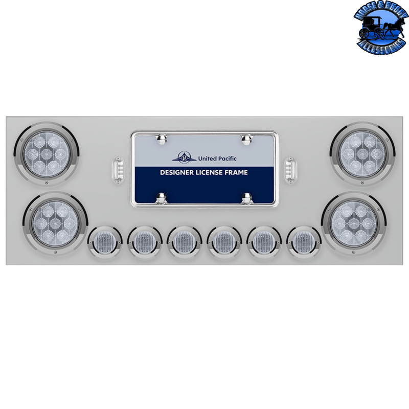 SS Rear Center Panel With 4X Red LED 4" Light & 6X Red LED 2" Light & Bezel -Clear Lens -Comp. Series #35083