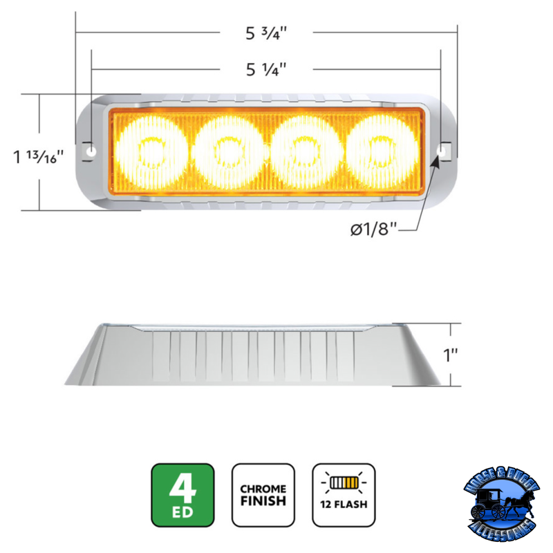 4 LED WARNING LIGHT (Choose LED Color) WARNING/LIGHT BAR Amber,Amber and White,White,Red Light Gray