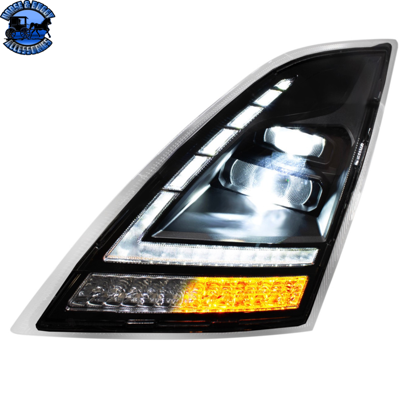 Full LED Headlight With Switchable Sequential Turn Signal. 2018-2024 Volvo VNL (Choose Side)