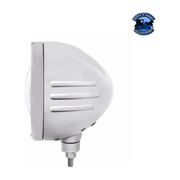 STAINLESS STEEL BULLET EMBOSSED STRIPE HEADLIGHT 5 LED BULB & DUAL MODE LED SIGNAL (Choose Color) universal headlight Amber,Clear Light Gray