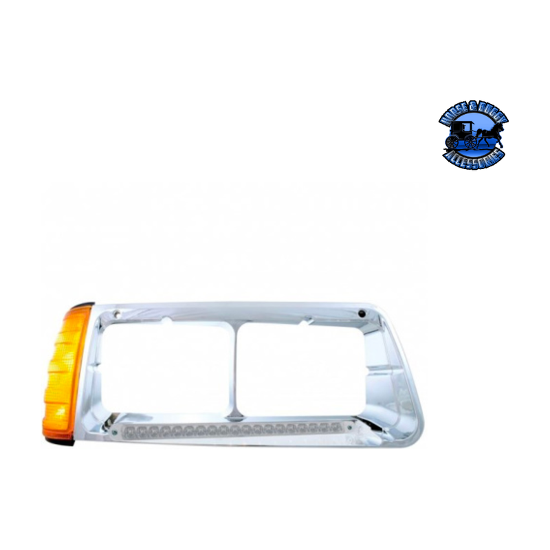 19 LED HEADLIGHT BEZEL WITH TURN SIGNAL FOR 1989-2009 FREIGHTLINER FLD (Choose Color) (Choose Side) LED Headlight Bezel Clear / Passenger's Side Light Gray