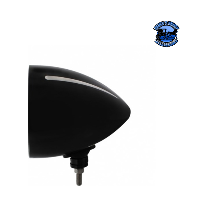 Black "Billet" Style Groove Headlight H6014 Bulb #32671 HEADLIGHT Black