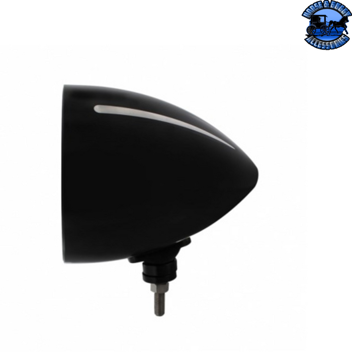 Black Black "Billet" Style Groove Headlight H6014 Bulb #32671 HEADLIGHT