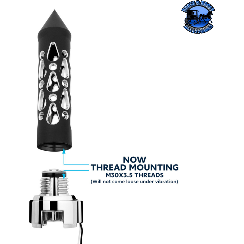 THREAD-ON BROOKLYN STYLE SPIKE GEARSHIFT KNOB WITH LED 13/15/18 SPEED ADAPTER (Choose LED Color) Knob Amber,Blue,White,Red,Green,Purple Light Gray