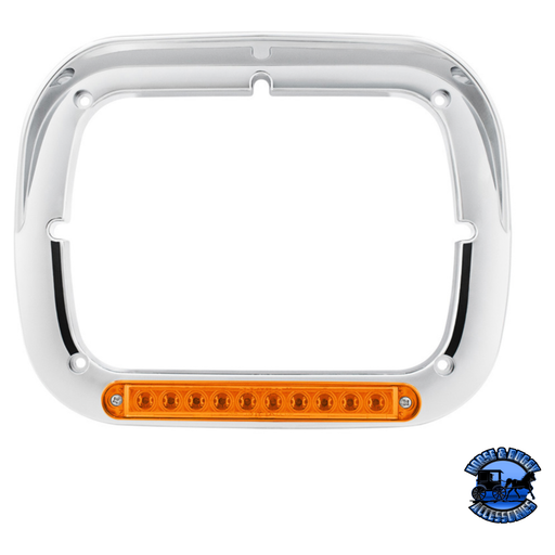 10 LED 5" X 7" HEADLIGHT BEZEL WITH VISOR (Choose Lens Color) Headlight Bezel Amber,Clear Light Gray