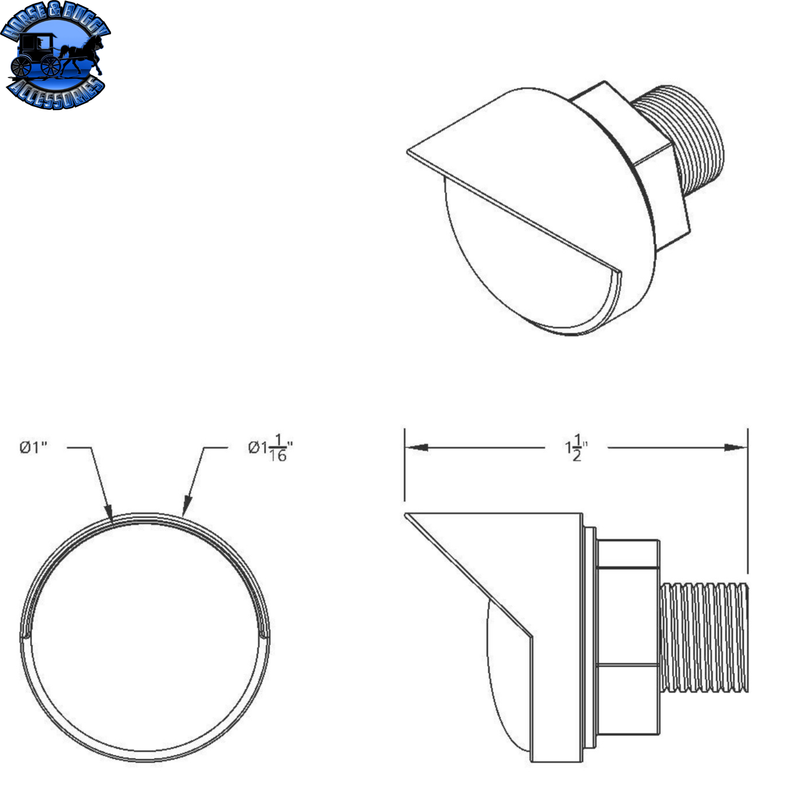 3 High Power LED 1" Light (Clearance/Marker) With Visor - Red LED/Clear Lens #36907