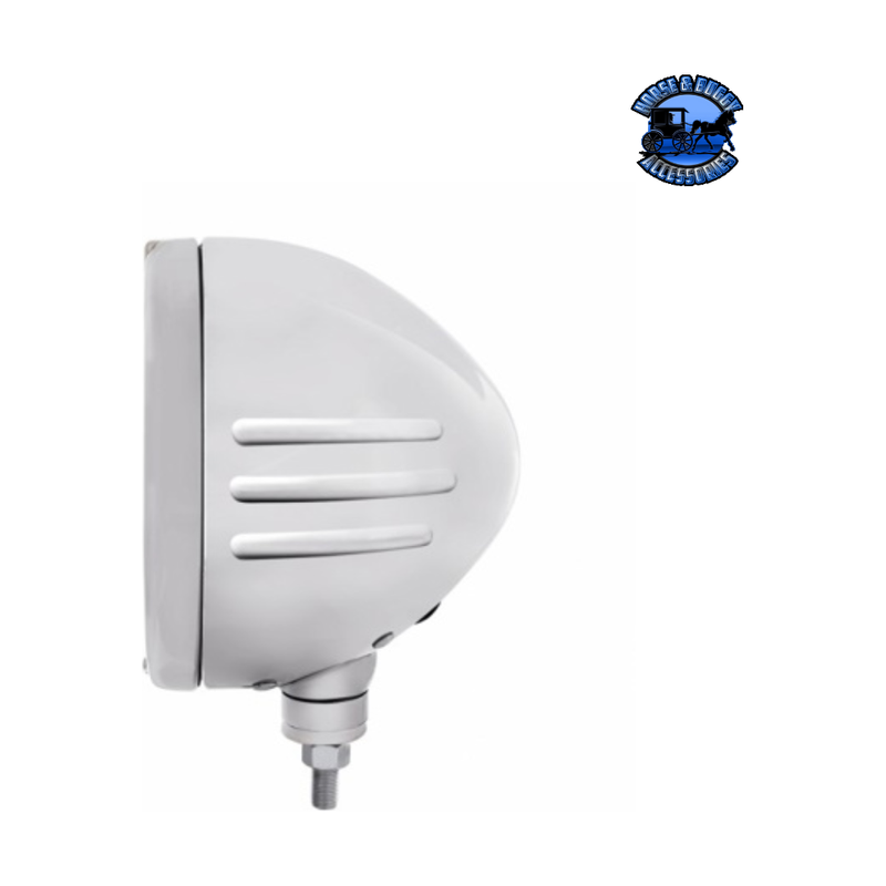 STAINLESS STEEL BULLET EMBOSSED STRIPE HEADLIGHT 6014 & DUAL MODE LED SIGNAL (Choose Color) universal headlight Amber,Clear Light Gray