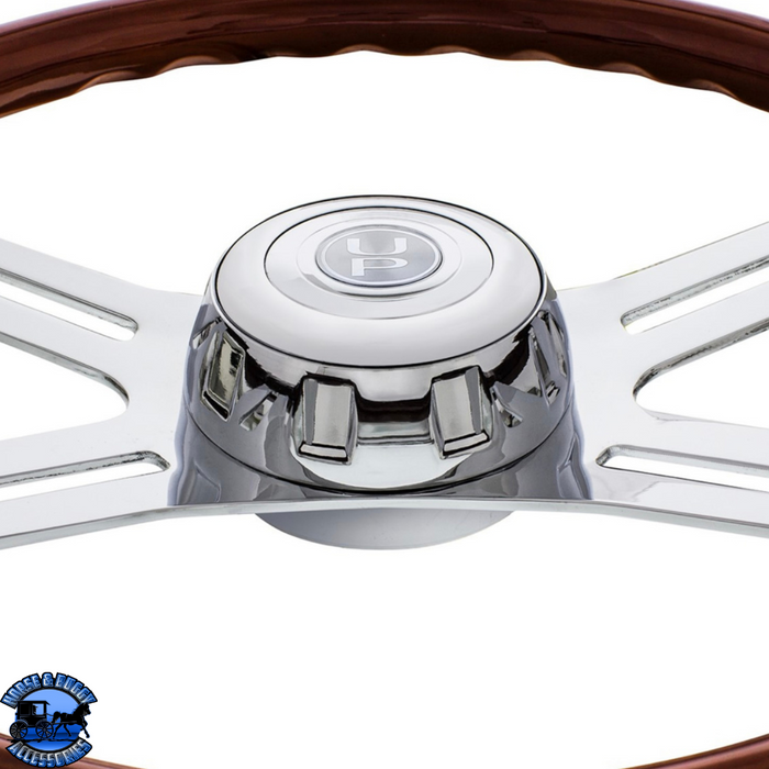Black 18" GT Style Wood Steering Wheel With Hub & Horn Button Kit For Peterbilt (2003+) & Kenworth (2003+) #88181 steering wheel