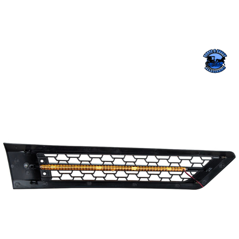HOOD AIR INTAKE GRILLE WITH LED FOR 2018-2024 FREIGHTLINER CASCADIA 126 (Choose Color) (Choose Side) Air Intake Amber LED / Driver's Side,Amber LED / Passenger's Side,Blue LED / Driver's Side,Blue LED / Passenger's Side,Red LED / Driver's Side,Red LED / Passenger's Side,Green LED / Driver's Side,Green LED / Passenger's Side,White LED / Driver's Side,White LED / Passenger's Side Dark Slate Gray