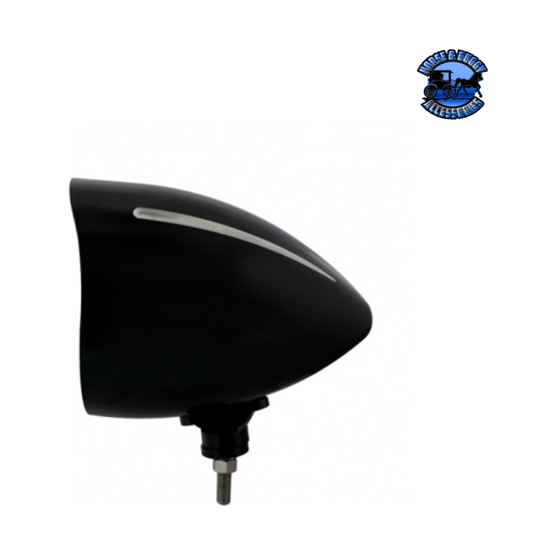 Black "Billet" Style Groove Headlight With Visor 5 LED Bulb - Blackout #32690 HEADLIGHT Black