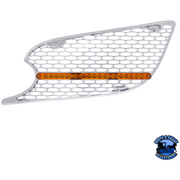 CHROME AIR INTAKE GRILLE WITH REFLECTOR LED LIGHT FOR 2012-2021 PETERBILT 579 (Choose Lens Color) (Choose Side) Air Intake Amber / Driver' Side,Amber / Passenger's Side,Clear / Driver' Side,Clear / Passenger's Side Light Gray