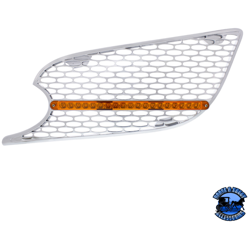 CHROME AIR INTAKE GRILLE WITH REFLECTOR LED LIGHT FOR 2012-2021 PETERBILT 579 (Choose Lens Color) (Choose Side) Air Intake Amber / Driver' Side,Amber / Passenger's Side,Clear / Driver' Side,Clear / Passenger's Side Light Gray