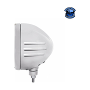 STAINLESS STEEL BULLET EMBOSSED STRIPE HEADLIGHT CRYSTAL H4 & DUAL MODE LED SIGNAL (Choose Color) universal headlight Amber,Clear Light Gray