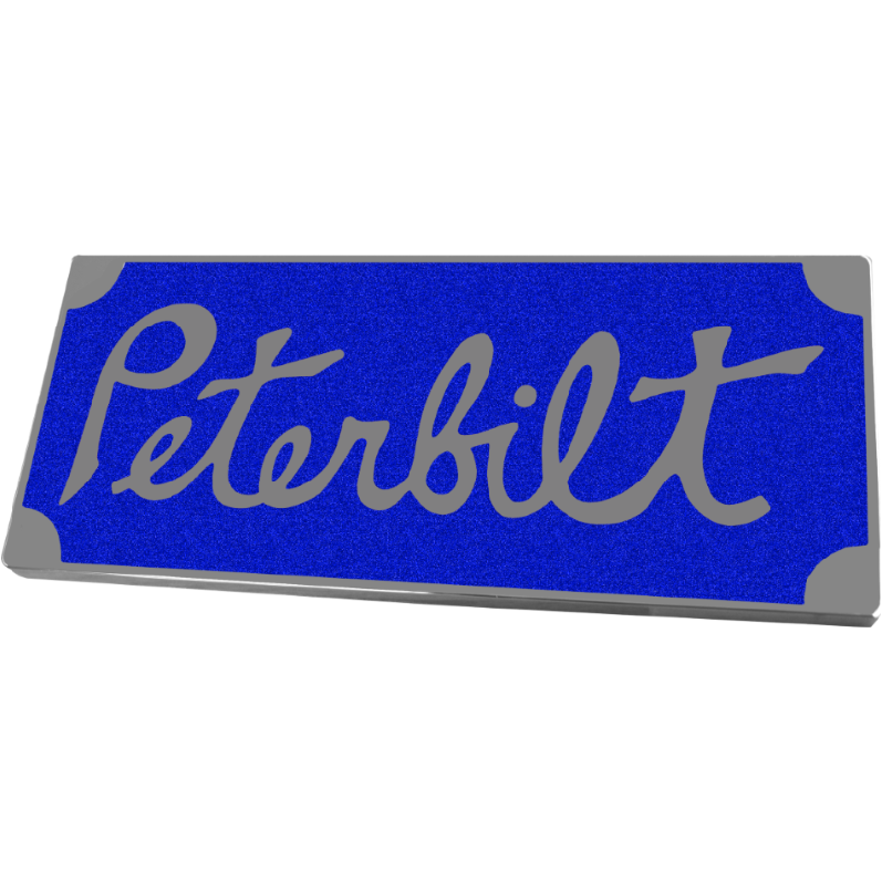 PETERBILT OLD STYLE RECTANGULAR EMBLEM BLUE 647 EMBLEM Medium Blue