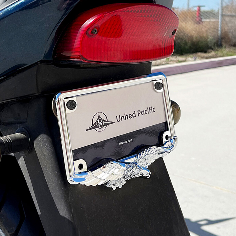 Chrome Eagle Motorcycle License Plate Frame