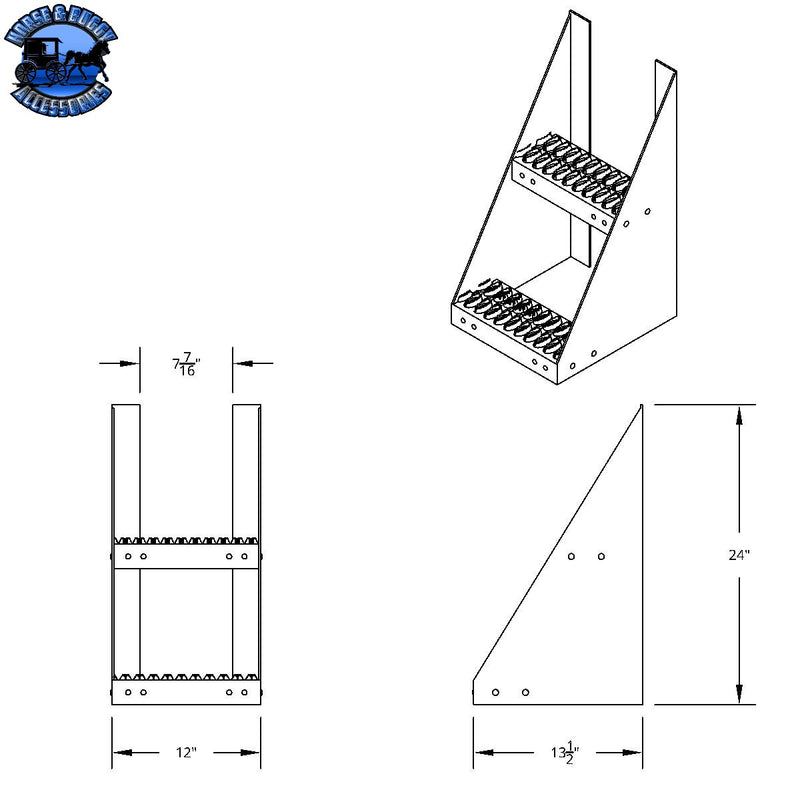 UP-50214 12" Aluminum Frame Step