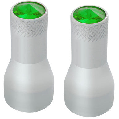 50773 Aluminum Tire Valve Stem Cover w/ Green Crystal