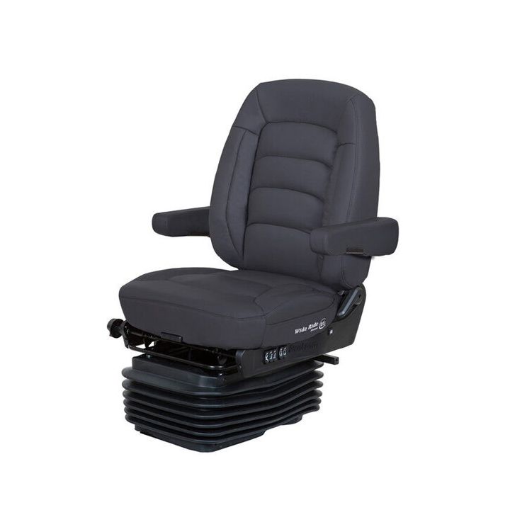#5110011-900 Truck Seat, (Serta foam) Black Ultra-leather, HiPro, Dual 16" Armrests, Heating, Mid-Back