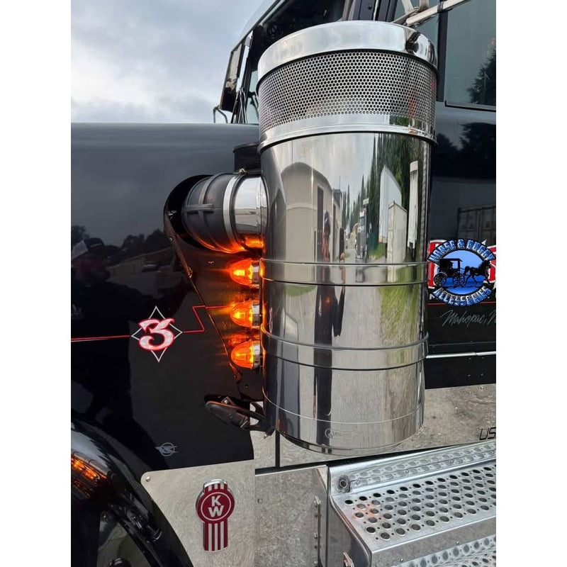 JML Kustoms 15" FRONT KENWORTH AIR CLEANER BRACKET, RADUIS STYLE (SOLD IN PAIRS) #1720 (does not include lights) watermelon Dark Slate Gray