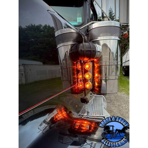 JML Kustoms 15" FRONT KENWORTH AIR CLEANER BRACKET, RADUIS STYLE (SOLD IN PAIRS) #1720 (does not include lights) watermelon Dark Slate Gray