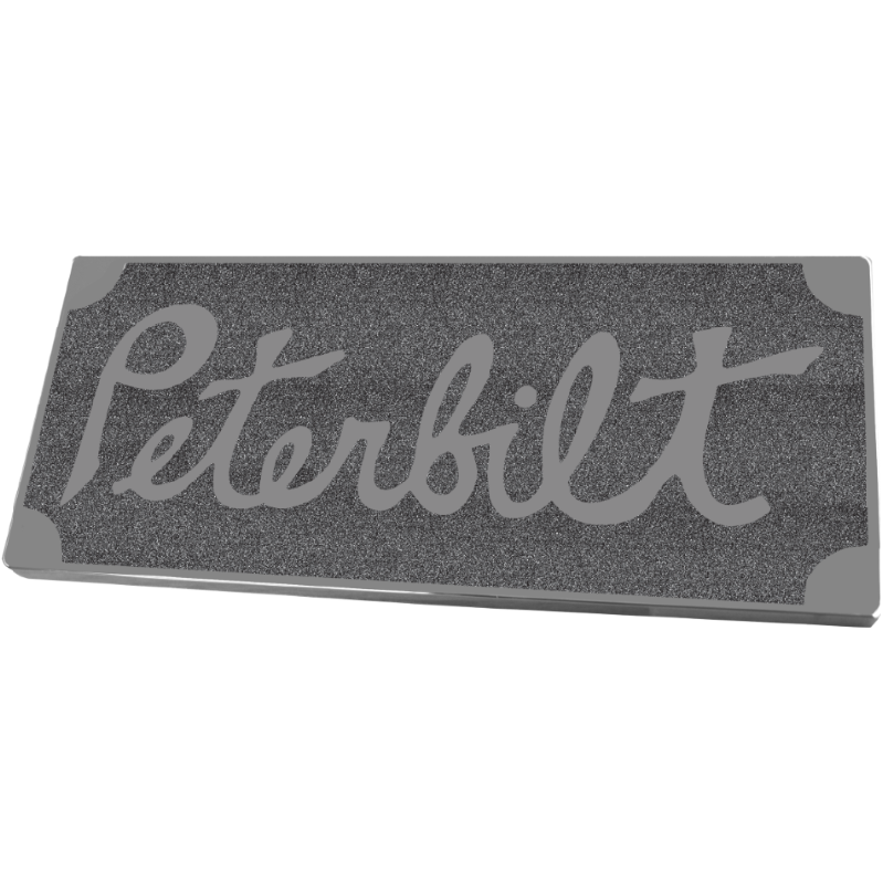 PETERBILT OLD STYLERECTANGULAR EMBLEM METALLIC BLACK 195 EMBLEM Dim Gray