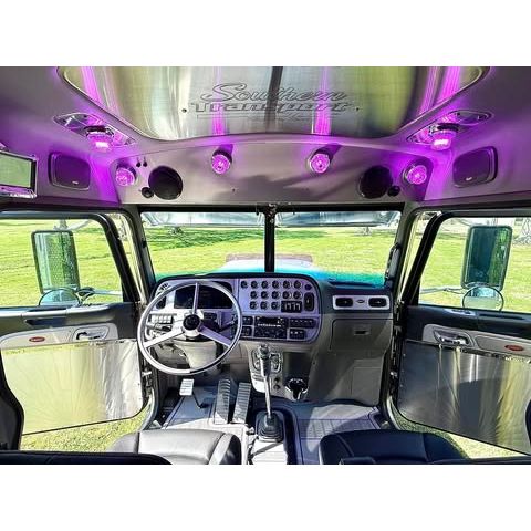 389 Peterbilt headliner (ultra cab only) Custom Head Liner Kit (Choose finish and holes needed) Interior polished stainless / 4 watermelon lights cutout only,polished stainless / 4 watermelons and speaker cutouts,polished stainless / 2 speaker cutouts only,brushed stainless / 4 watermelon lights cutout only,brushed stainless / 4 watermelons and speaker cutouts,brushed stainless / 2 speaker cutouts only Dark Slate Gray