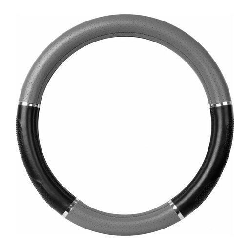 54019 18" DELUXE STEERING WHEEL CVR GRAY & BLACK W/ HAND GRIPS Dim Gray