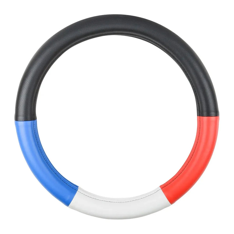 54030 18" DELUXE STEERING WHEEL CVR HALF BLACK W/RED, WHITE & BLUE Light Pink
