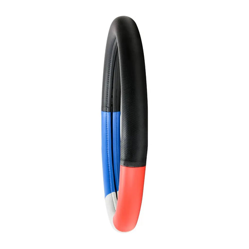 54030 18" DELUXE STEERING WHEEL CVR HALF BLACK W/RED, WHITE & BLUE Light Coral