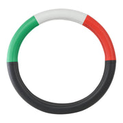 54037 18" DELUXE STEERING WHEEL CVR HALF BLACK W/RED/WHITE/GREEN Tan