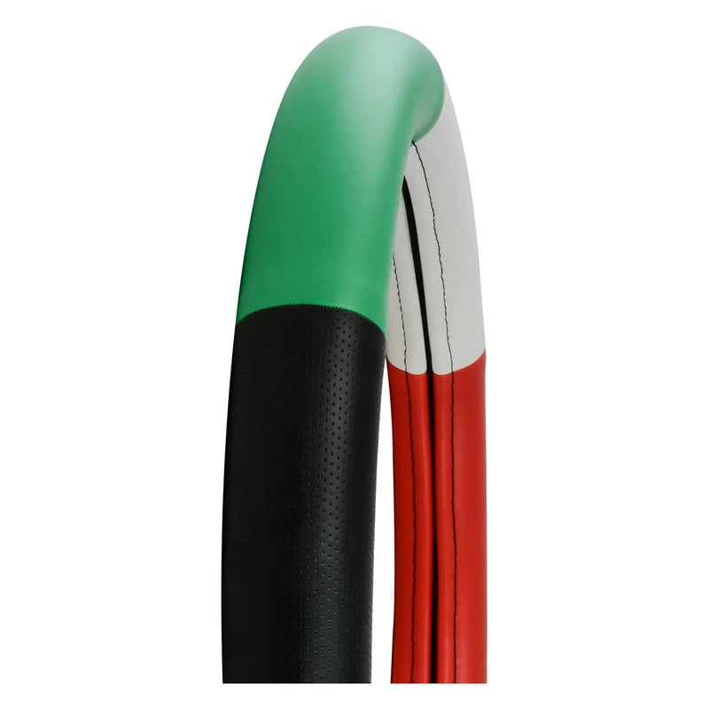 54037 18" DELUXE STEERING WHEEL CVR HALF BLACK W/RED/WHITE/GREEN Black