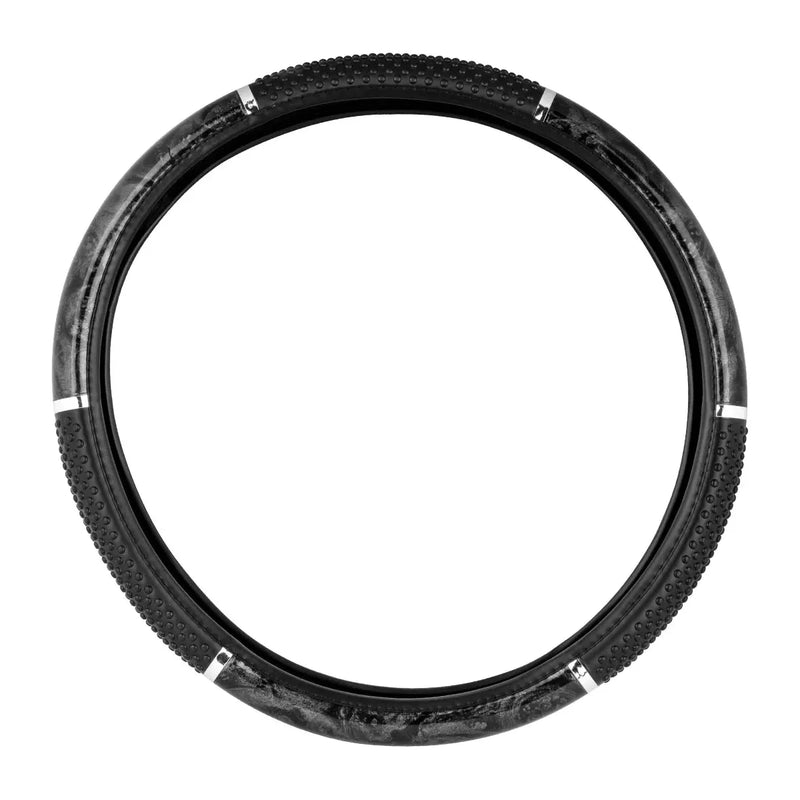 54042 18" STEERING WHEEL COVER BLACK WOOD W/BLACK HAND GRIPS Dark Slate Gray