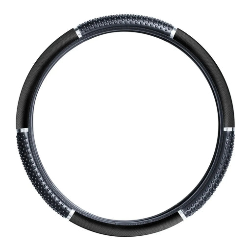 54044 18" STEERING WHEEL COVER MATTE BLACK W/BLACK HAND GRIPS Dark Slate Gray