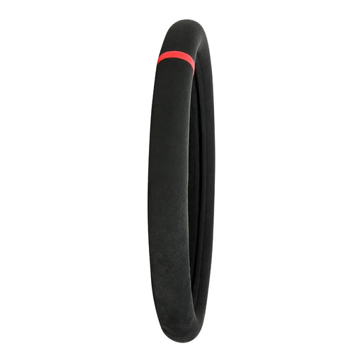 54048 18" STEERING WHEEL COVER BLACK SUEDE W/RED STRIPE/STITCHING Dark Slate Gray