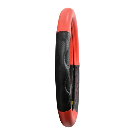 54053 18" DELUXE+ STEERING WHEEL CVR MATTE RED W/BLACK COMFORT PAD Salmon