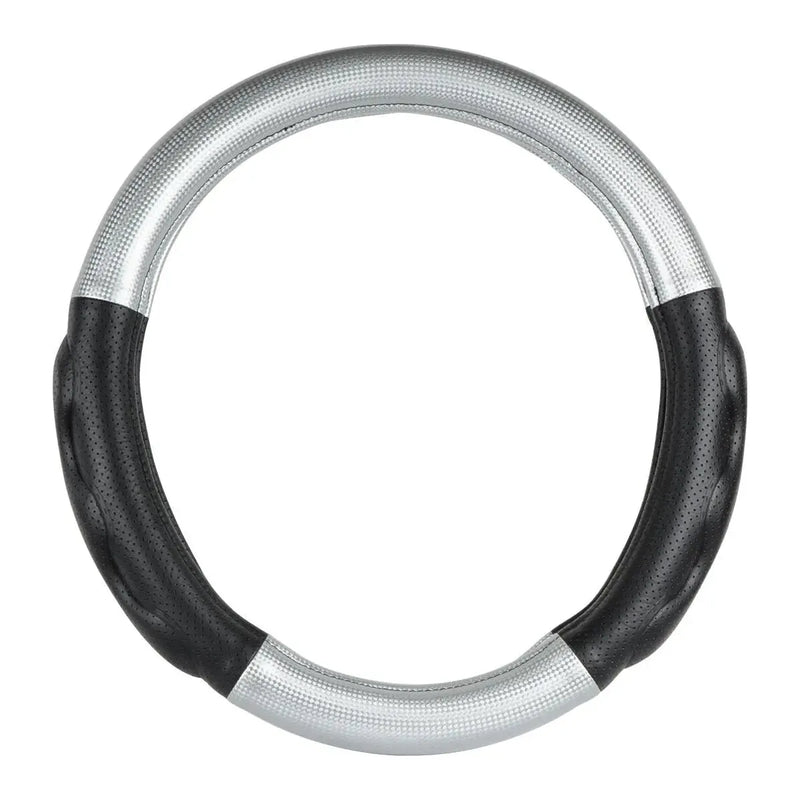 54055 18" DELUXE+ STEERING WHEEL CVR SILVER CARBON W/COMFORT PAD Gray