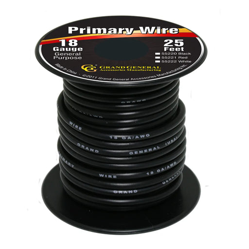 #55220 BLACK 18GA PRIMARY WIRE, 25FT ROLL W/ SPOOL WIRE Black