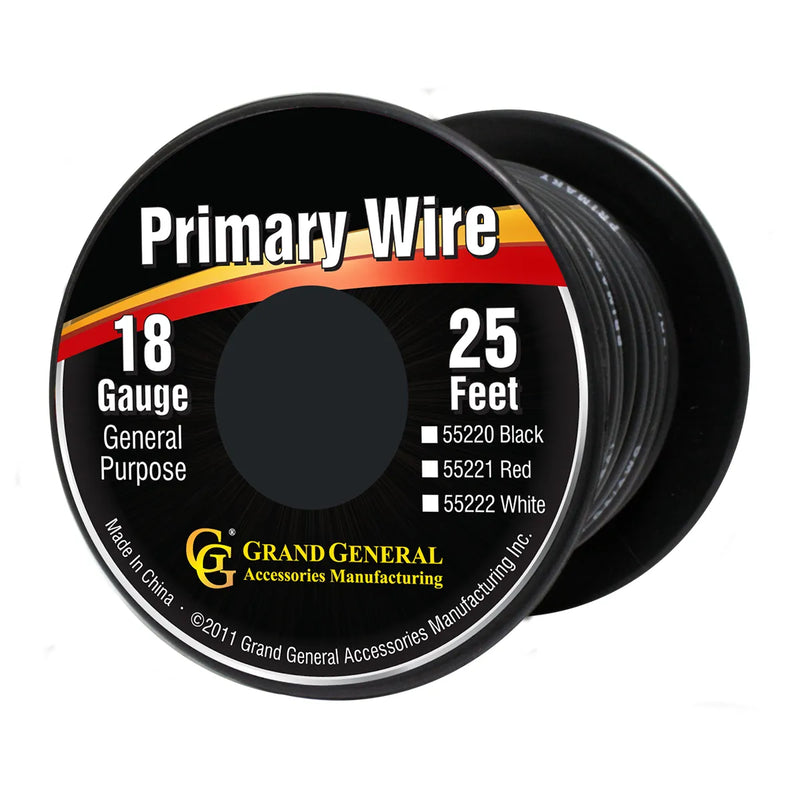 #55220 BLACK 18GA PRIMARY WIRE, 25FT ROLL W/ SPOOL WIRE Black