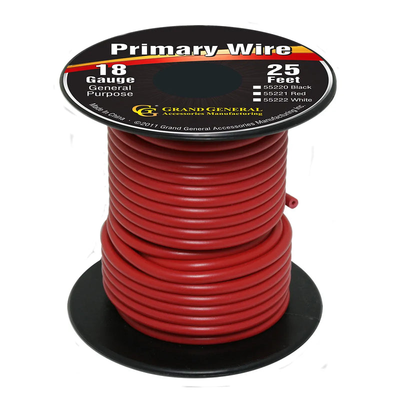 #55221 RED 18GA PRIMARY WIRE, 25FT ROLL W/ SPOOL WIRE Black