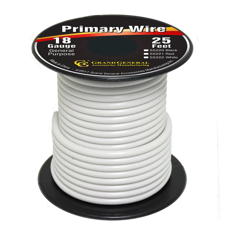 #55222 WHITE 18GA PRIMARY WIRE, 25FT ROLL W/ SPOOL WIRE Dark Slate Gray