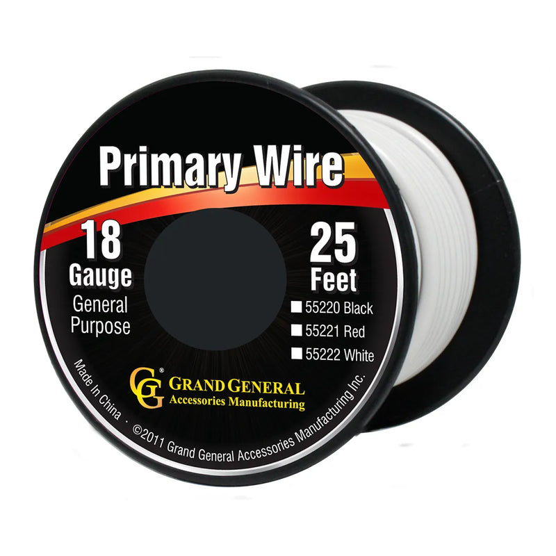 #55222 WHITE 18GA PRIMARY WIRE, 25FT ROLL W/ SPOOL WIRE Tan