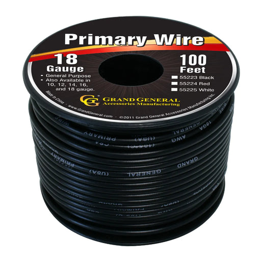 #55223 BLACK 18GA PRIMARY WIRE, 100FT ROLL W/ SPOOL WIRE Black