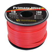 #55224 RED 18GA PRIMARY WIRE, 100FT ROLL W/ SPOOL WIRE Tomato