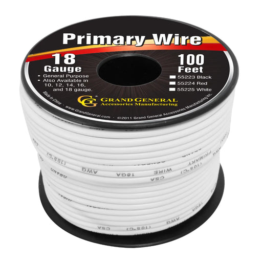 #55225 WHITE 18GA PRIMARY WIRE, 100FT ROLL W/ SPOOL WIRE Light Gray