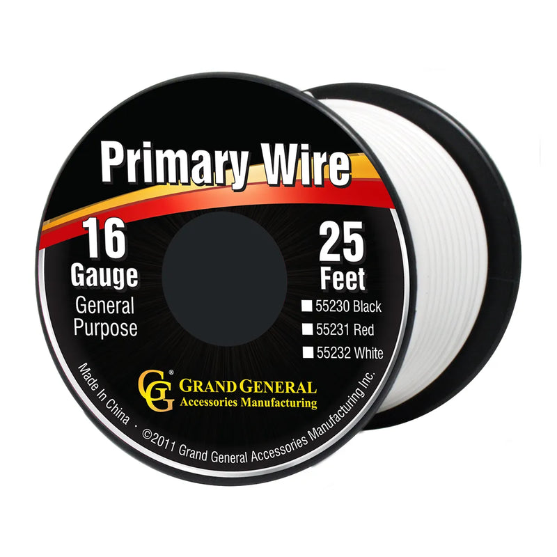#55232 WHITE 16GA PRIMARY WIRE, 25FT ROLL W/ SPOOL WIRE Tan